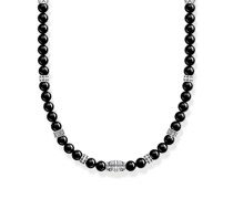 Kette mit schwarzen Onyx-Beads Silber