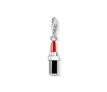 Charm-Anhänger roter Lippenstift silber