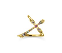 Ring Royalty Kreuz gold farbige Steine