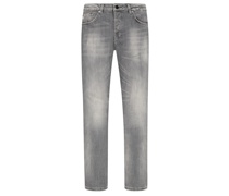 Used-Jeans mit Button-Fly Verschluss, U2, Slim Fit Hellgrau