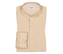 Freizeithemd mit Stehkragen, Slim Fit Beige