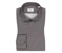 Hemd mit modischem Muster, Slimline Braun