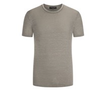 Leinen-T-Shirt mit Stretchanteil, Washed-Look Taupe