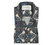 Ultraleichtes Kurzarmhemd aus Viskose floralem Print Grau