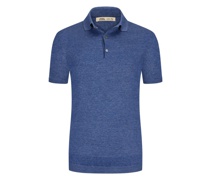 Hochwertiges Leinen-Poloshirt, Meliert Hellblau