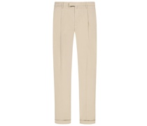 Chino mit Bundfalte im elastischen Baumwoll-Mix, Slim Fit Beige
