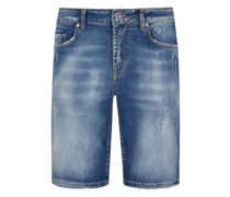 Jeans Bermudas Distressed-Optik, Slim Fit Marine