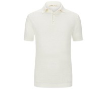 Poloshirt aus Leinen Offwhite