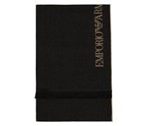 Emporio Armani Schal aus Wolle in Doubleface-Optik mit Label-Schriftzug
