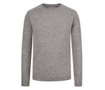 Leichter Kaschmir-Pullover mit Rollkante am Kragen Hellgrau