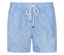 Leichte Badeshorts gemustert mit Karabinerhaken Hellblau