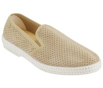 Loafer aus perforiertem Veloursleder Beige
