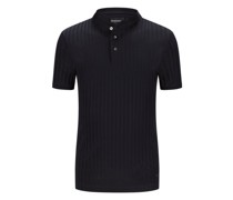 Poloshirt mit Schattenstreifen und Stehkragen Marine