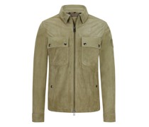 Lederjacke im Overshirt-Look Oliv