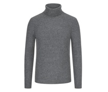 Rollkragenpullover im Woll-Mix Mittelgrau