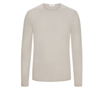 Leichter Pullover aus Merinowolle mit Rollkanten Kreide