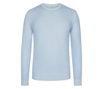 Pullover aus Kaschmir, O-Neck, Vintage-Optik Hellblau