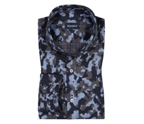 Leichtes Flanellhemd im Camouflage-Muster Königsblau