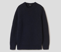 Heavy-Strick, Crew-Neck Pullover Marine
