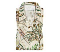 Leichtes Kurzarmhemd mit floralem Allover-Print Offwhite