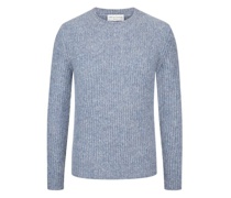 Pullover mit O-Neck und Alpaka-Anteil Hellblau