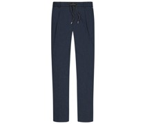 Chino mit Bundfalte feiner Seersucker-Qualität, Slim Fit Marine