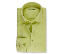 Unifarbenes leichtes Leinenhemd, Fitted Body Mint