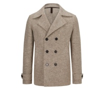 Ungefütterter Peacoat aus gewalkter Schurwolle Taupe
