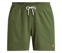 Badeshorts mit Logo-Stickerei Oliv|, Leichte Badeshorts mit Logo-Stickerei Oliv