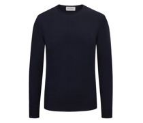 Leichter Pullover mit Natural-Stretch aus Merinowolle Marine