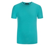 T-Shirt aus Leinen mit Stretchanteil Türkis