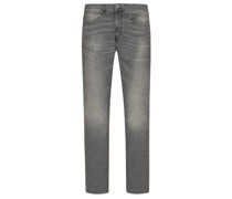 Leichte Sommer-Jeans Used-Optik mit Stretch, Slim Fit Hellgrau