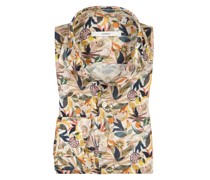 Eckerle Leinenhemd mit floralem Print und Haifischkragen