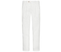 Leinenhose mit Stretchanteil, Contemporary Fit Weiß
