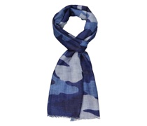 Leichter Woll-Schal im Camouflage-Design Blau