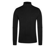 Rollkragenpullover mit Natural-Stretch, 100% Schurwolle Schwarz