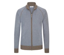 Kaschmir-Strickjacke Minimalstruktur Hellblau