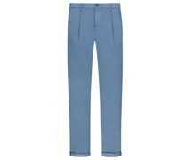 Chino im elastischen Baumwoll-Lyocell-Mix, Osaka, Carrot Fit Blau