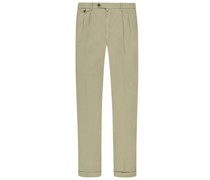 Chino aus einem Baumwoll-Leinengemisch, Easy Fit Oliv