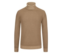 Rollkragenpullover Reiskorn-Vintage-Optik Beige