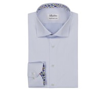 Stenströms Hemd in Twofold Cotton-Qualität mit floralem Ausputz, Slimline