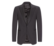 Smoking-Sakko aus Schurwolle mit Spitzrevers, Shaped Fit Schwarz