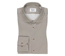 Hemd mit Muster, Fitted Body Braun