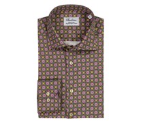 Hemd mit floralem Allover-Print, Fitted Body Pink