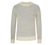 Pullover mit markantem Strukturstrick im Woll-Mix Offwhite