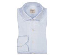 Langarmhemd, Structered Twill, Twofold Baumwolle, Fitted Body Hellblau