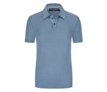 Leinen-Poloshirt mit Stretchanteil Blau