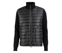 Strickjacke mit Steppfront und Zip Schwarz