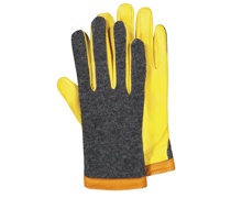 Lederhandschuhe mit gestrickter Oberseite Gelb