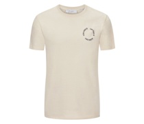 T-Shirt mit runder Logo-Stickerei und Rundhalsausschnitt Weiß